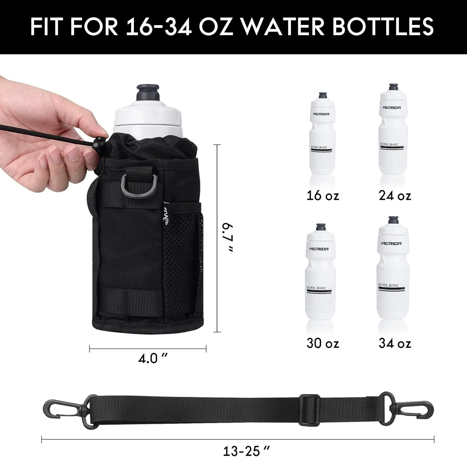 Bike Cup Holder, Water Bottle Holder Handlebar with Mesh Pockets, Universal Cycling Bicycle Water Bottle Drink Cup Cage for Cruiser, Scooter, Mountain, Road Bike, Wheelchair