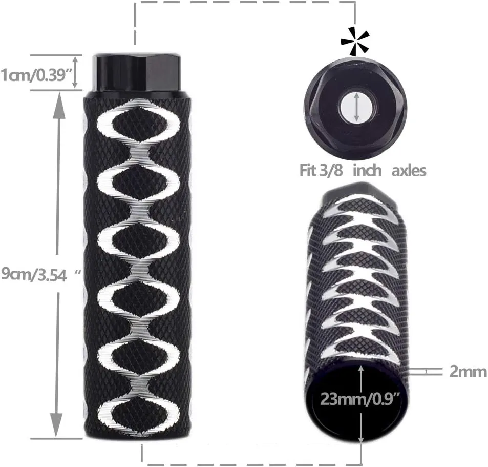 Bike Pegs 2Pcs Aluminum Alloy Anti-Skid Lead Foot Bicycle Pegs 3/8 inch Axles
