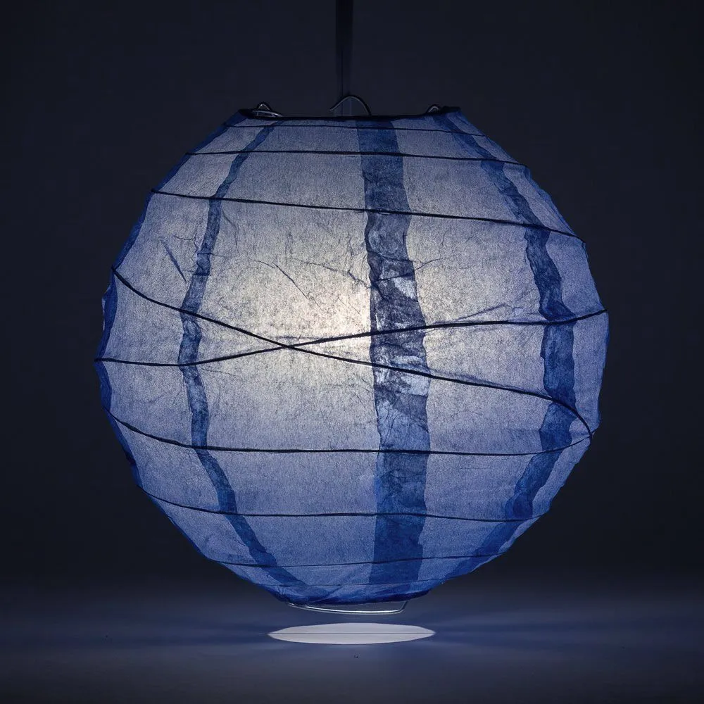 BLOWOUT 16" Serenity Blue Round Paper Lantern, Crisscross Ribbing, Hanging Decoration