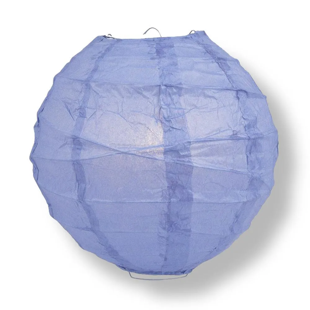BLOWOUT 16" Serenity Blue Round Paper Lantern, Crisscross Ribbing, Hanging Decoration