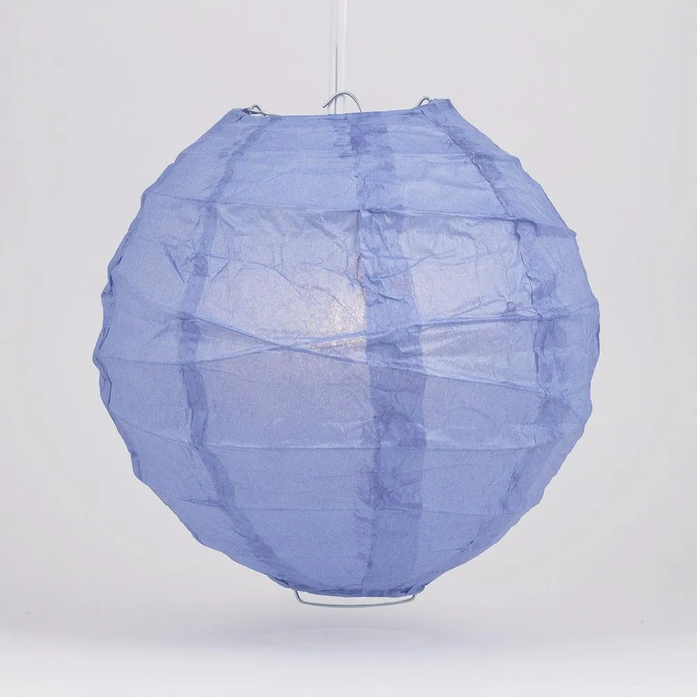 BLOWOUT 16" Serenity Blue Round Paper Lantern, Crisscross Ribbing, Hanging Decoration