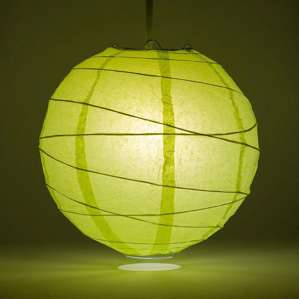 BLOWOUT 20" Light Lime Green Round Paper Lantern, Crisscross Ribbing, Chinese Hanging Wedding & Party Decoration