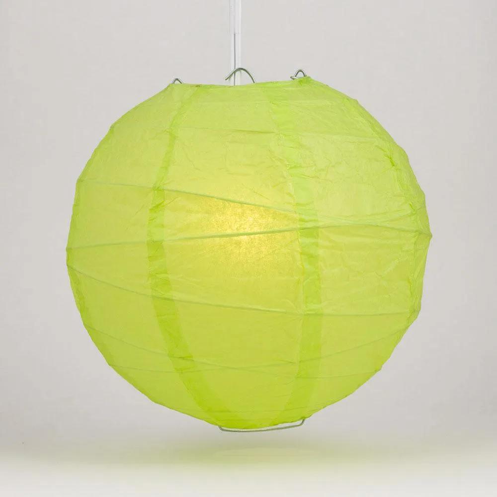 BLOWOUT 20" Light Lime Green Round Paper Lantern, Crisscross Ribbing, Chinese Hanging Wedding & Party Decoration