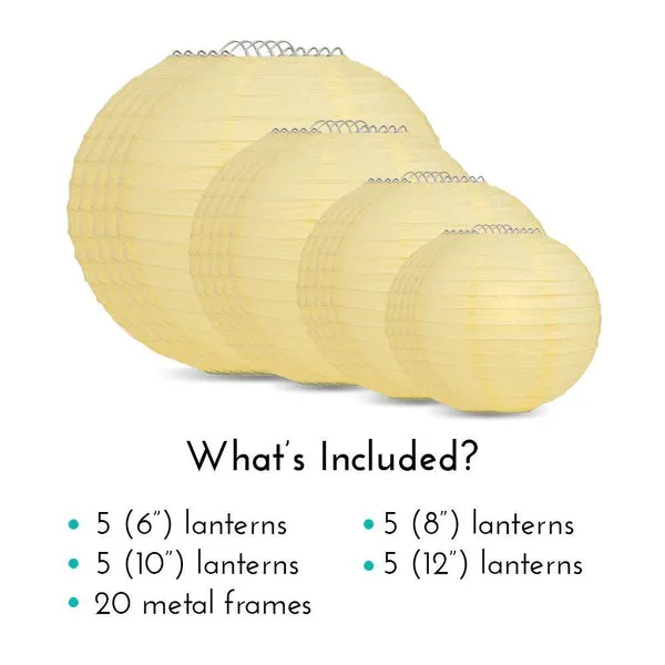 BLOWOUT 30" Lemon Yellow Jumbo Round Paper Lantern, Even Ribbing, Chinese Hanging Wedding & Party Decoration