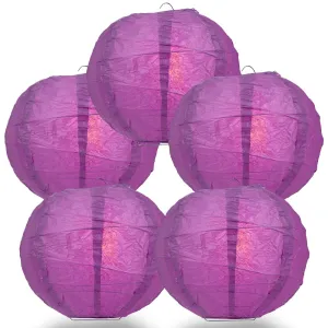 BLOWOUT 5-PACK 24" Violet / Orchid Round Paper Lantern, Crisscross Ribbing, Chinese Hanging Wedding & Party Decoration