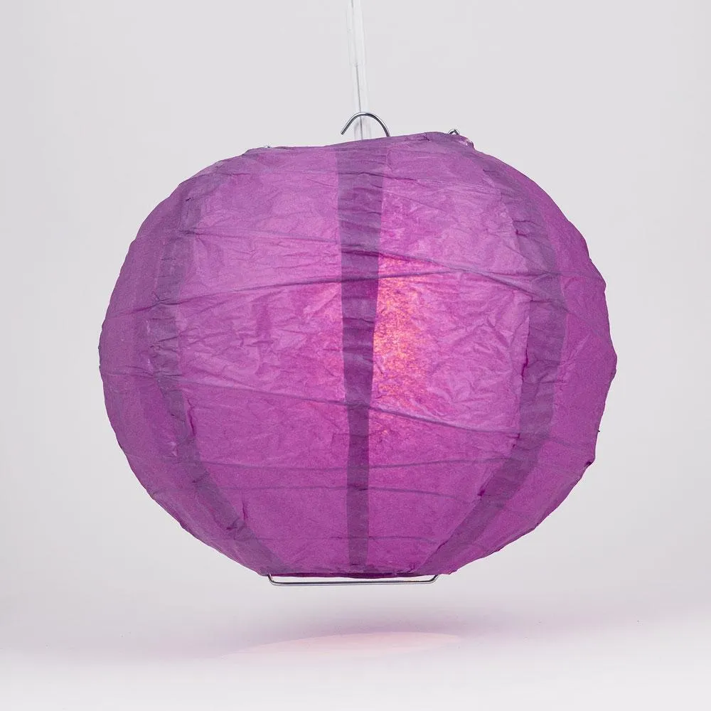 BLOWOUT 5-PACK 24" Violet / Orchid Round Paper Lantern, Crisscross Ribbing, Chinese Hanging Wedding & Party Decoration