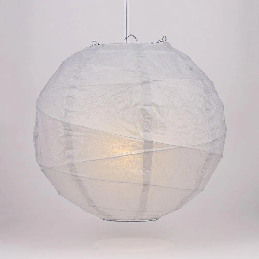 BLOWOUT BULK PACK (12) 24" Gray / Grey Round Paper Lantern, Crisscross Ribbing, Chinese Hanging Wedding & Party Decoration
