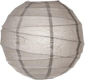 BLOWOUT BULK PACK (12) 24" Gray / Grey Round Paper Lantern, Crisscross Ribbing, Chinese Hanging Wedding & Party Decoration