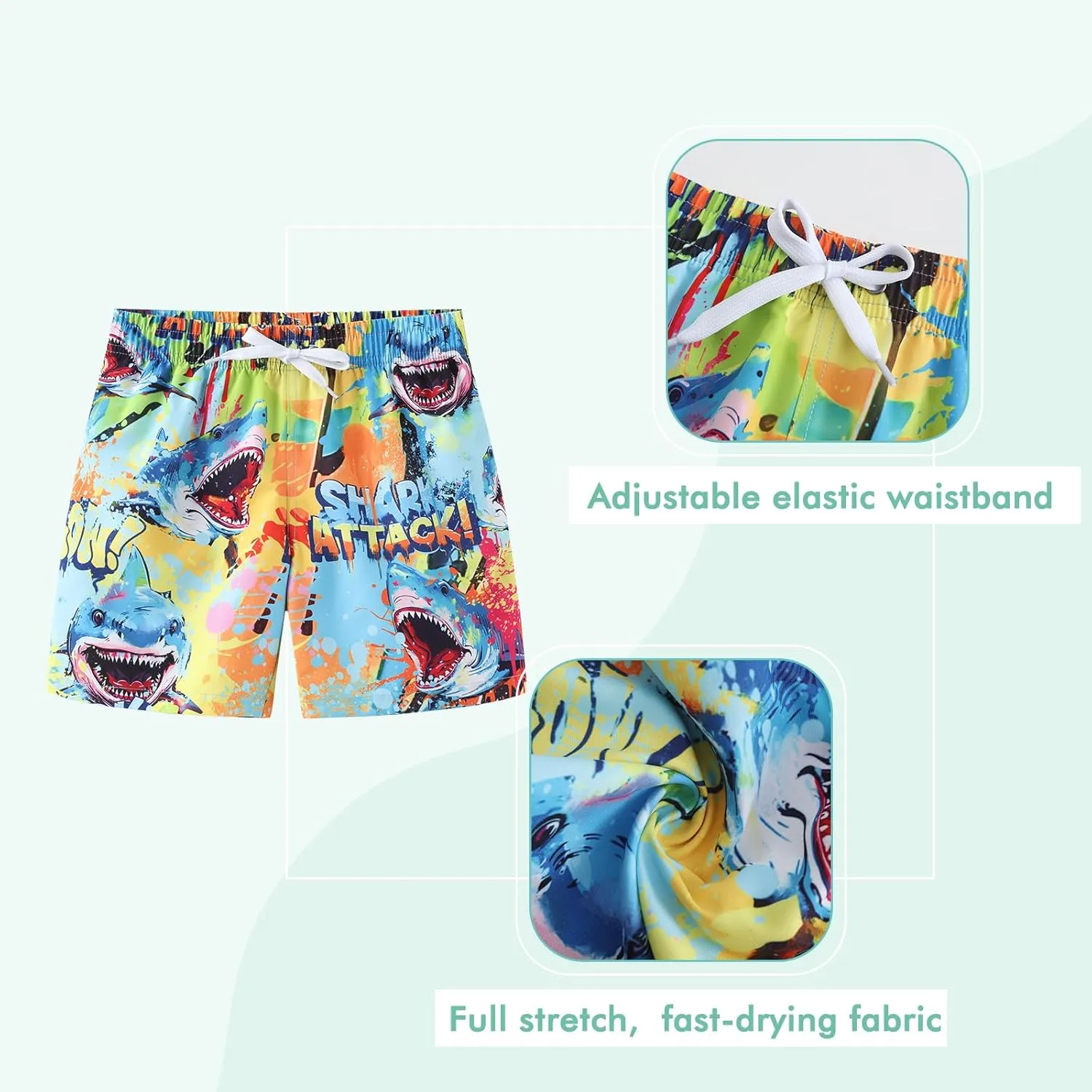 Boys Swim Trunks Kids Quick Dry Beach Boards Shorts Swimsuits Shorts UPF 50  Sun Protection