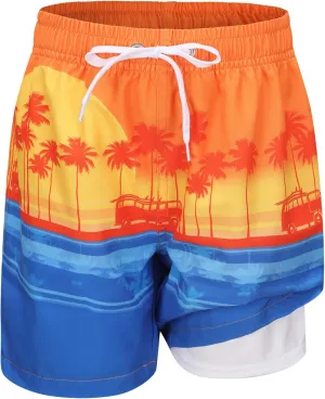 Boys Swim Trunks with Compression Liner Swim Shorts for Kids Boys Quick Dry Beach Shorts Swimwear 3-16 Years