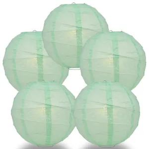 CLOSEOUT 5-Pack 14 Inch Cool Mint Green Free-Style Ribbing Round Paper Lantern