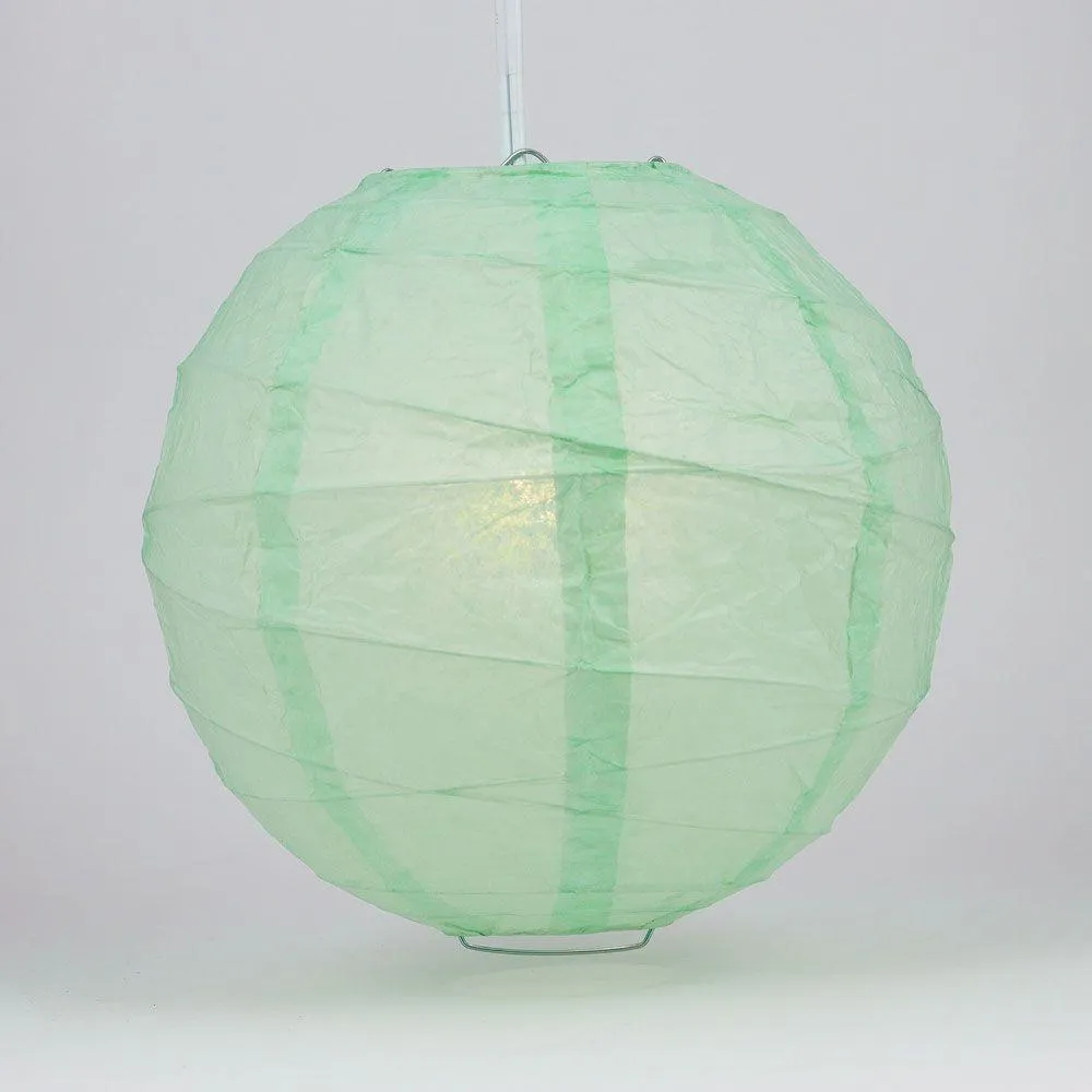 CLOSEOUT 5-Pack 14 Inch Cool Mint Green Free-Style Ribbing Round Paper Lantern