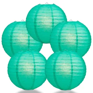 CLOSEOUT 5-Pack 36 Inch Teal Green Jumbo Parallel Ribbing Round Paper Lantern