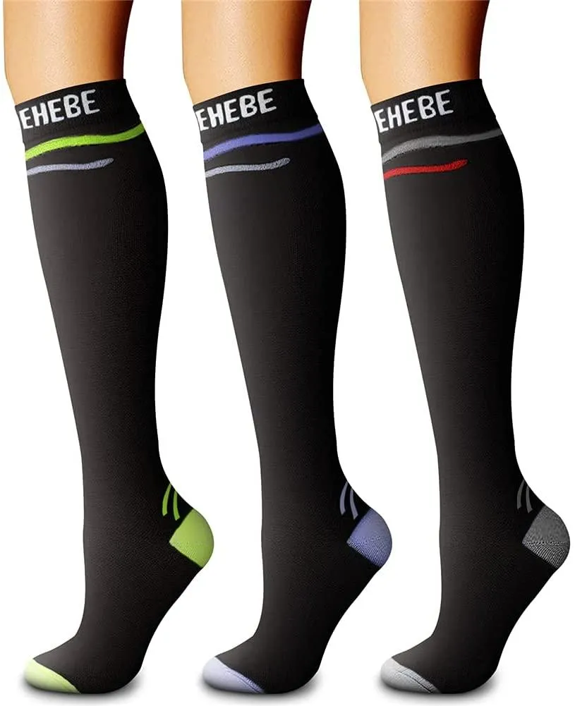 Compression Socks (3 Pairs) 15-20 mmhg is BEST Athletic & Medical for Men & Women