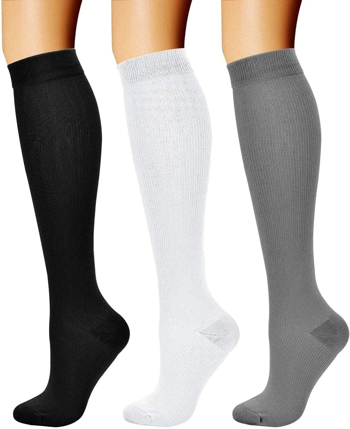 Compression Socks (3 Pairs) 15-20 mmhg is BEST Athletic & Medical for Men & Women
