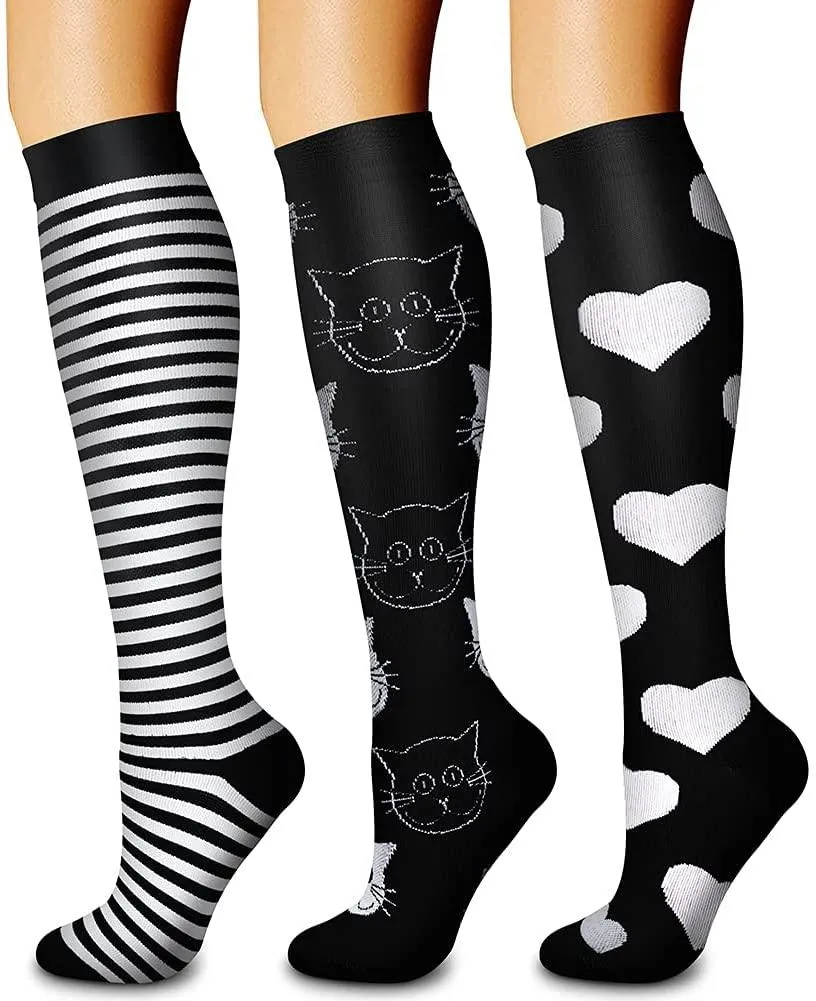 Compression Socks (3 Pairs) 15-20 mmhg is BEST Athletic & Medical for Men & Women