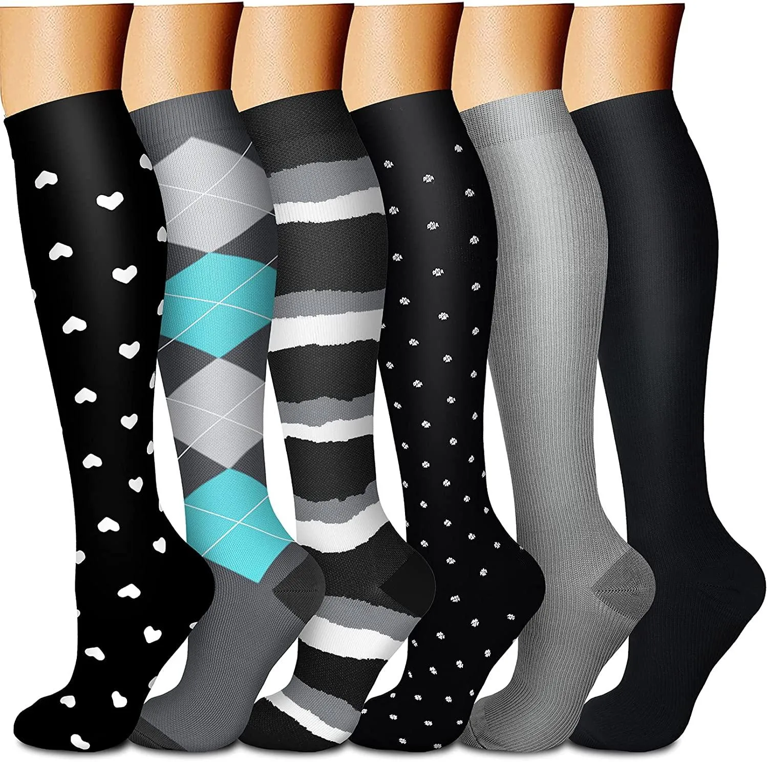 Compression Socks (3 Pairs) 15-20 mmhg is BEST Athletic & Medical for Men & Women
