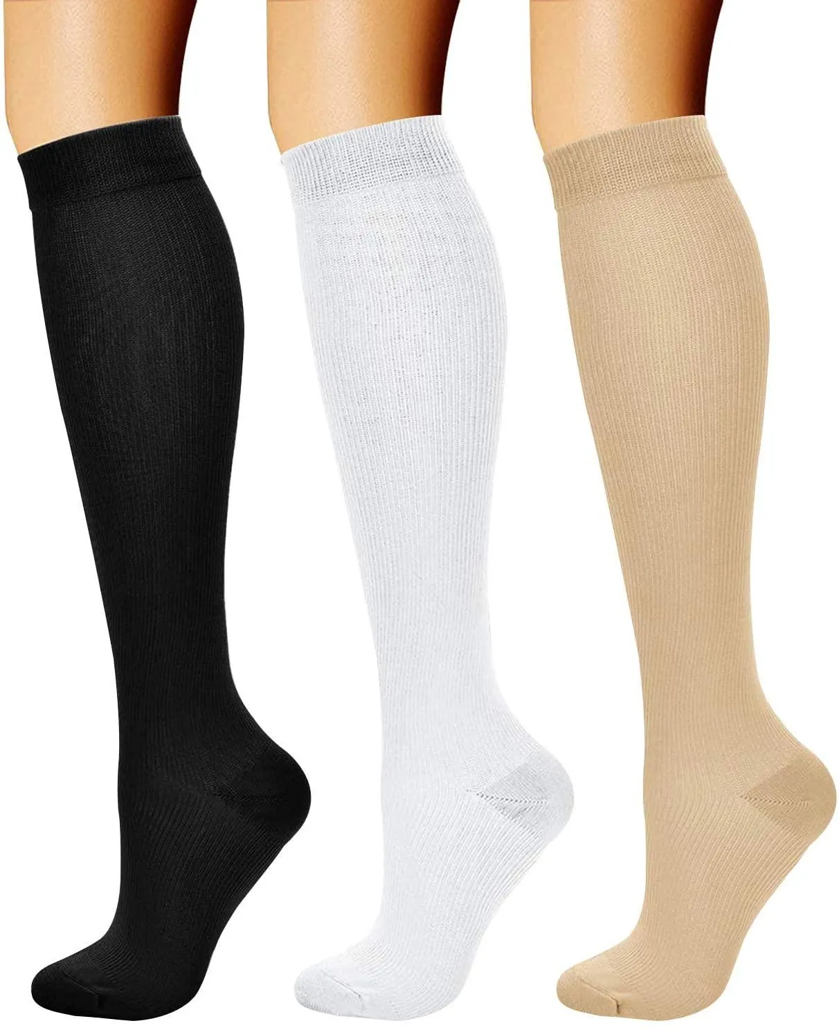 Compression Socks (3 Pairs) 15-20 mmhg is BEST Athletic & Medical for Men & Women