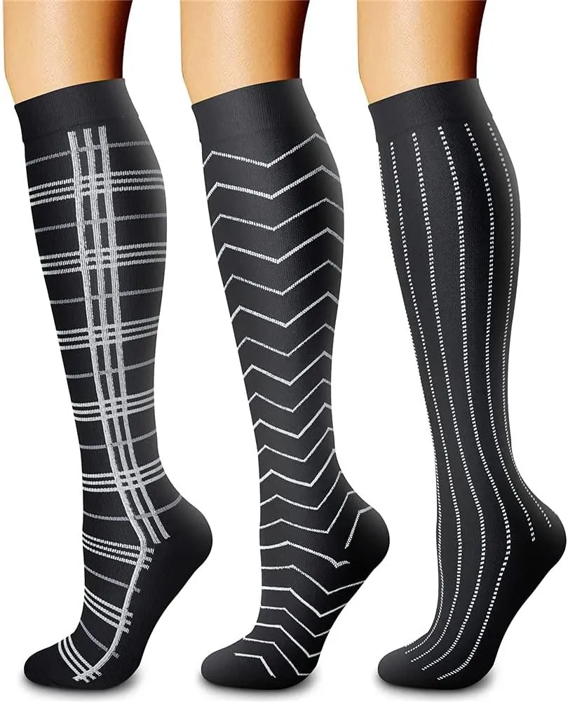 Compression Socks (3 Pairs) 15-20 mmhg is BEST Athletic & Medical for Men & Women