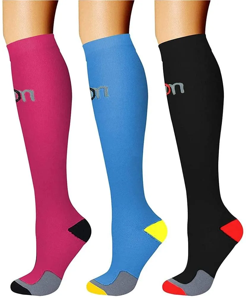 Compression Socks (3 Pairs) 15-20 mmhg is BEST Athletic & Medical for Men & Women