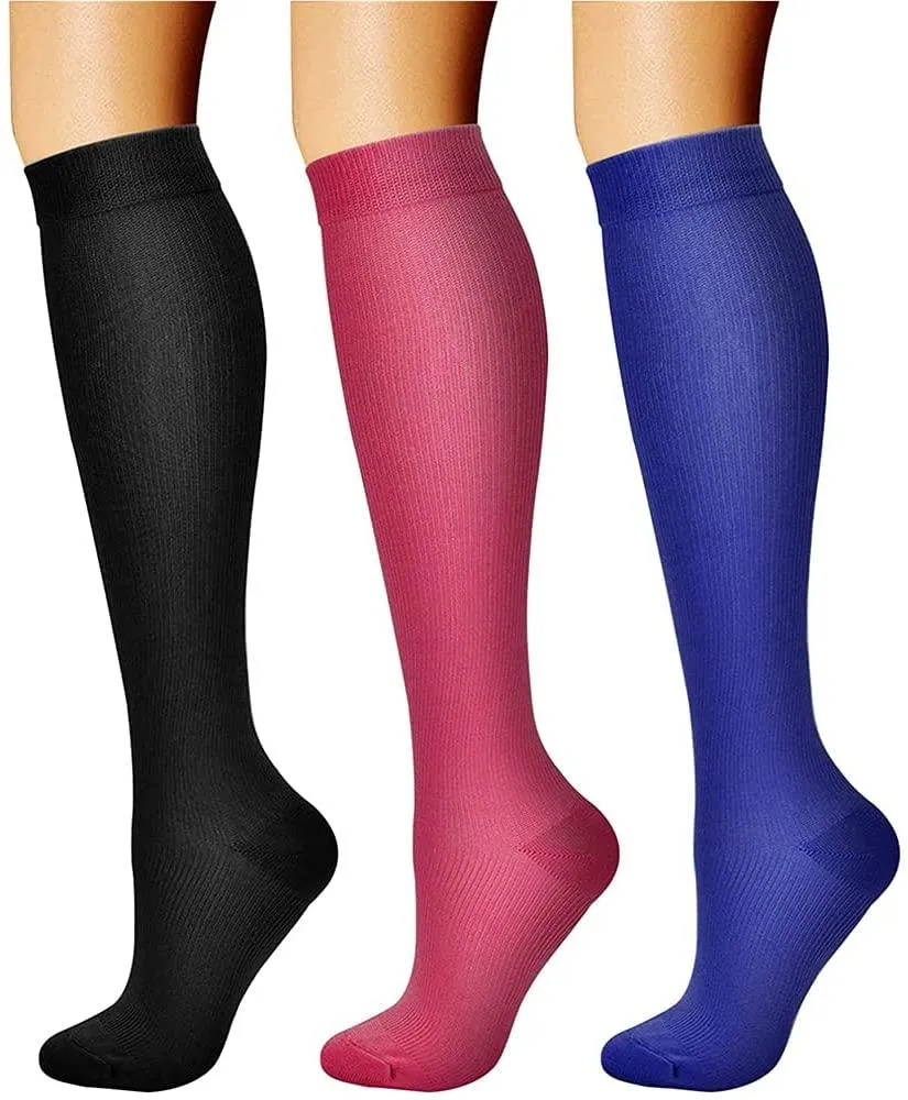 Compression Socks (3 Pairs) 15-20 mmhg is BEST Athletic & Medical for Men & Women