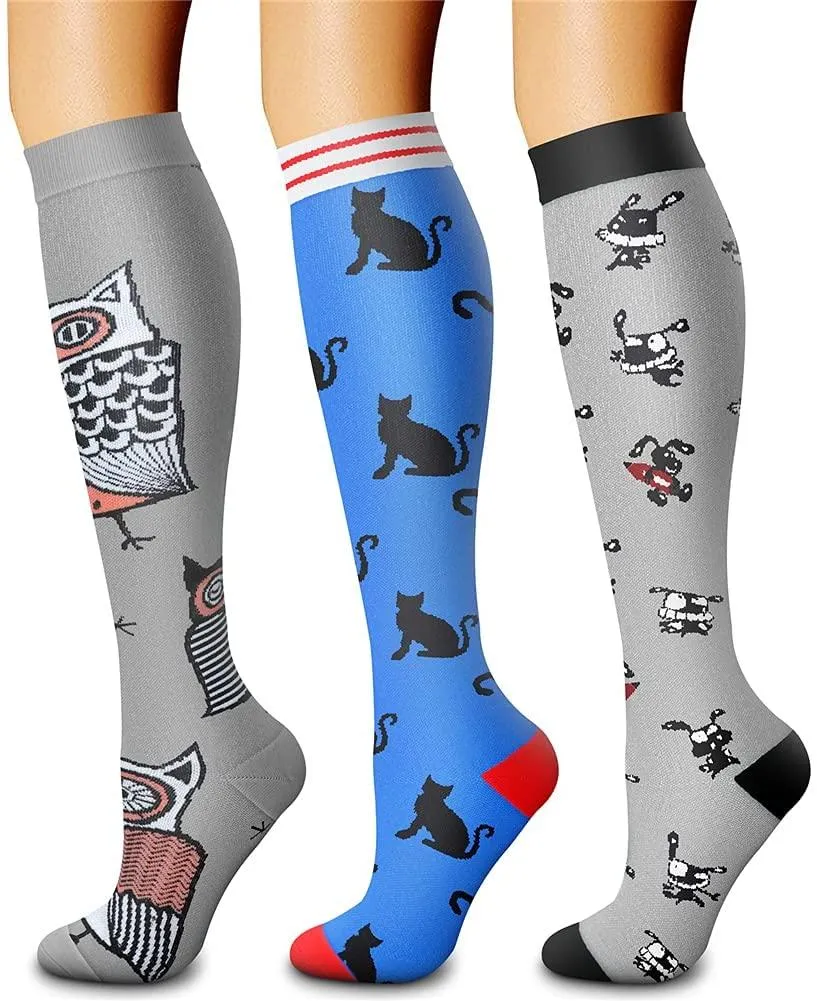 Compression Socks (3 Pairs) 15-20 mmhg is BEST Athletic & Medical for Men & Women