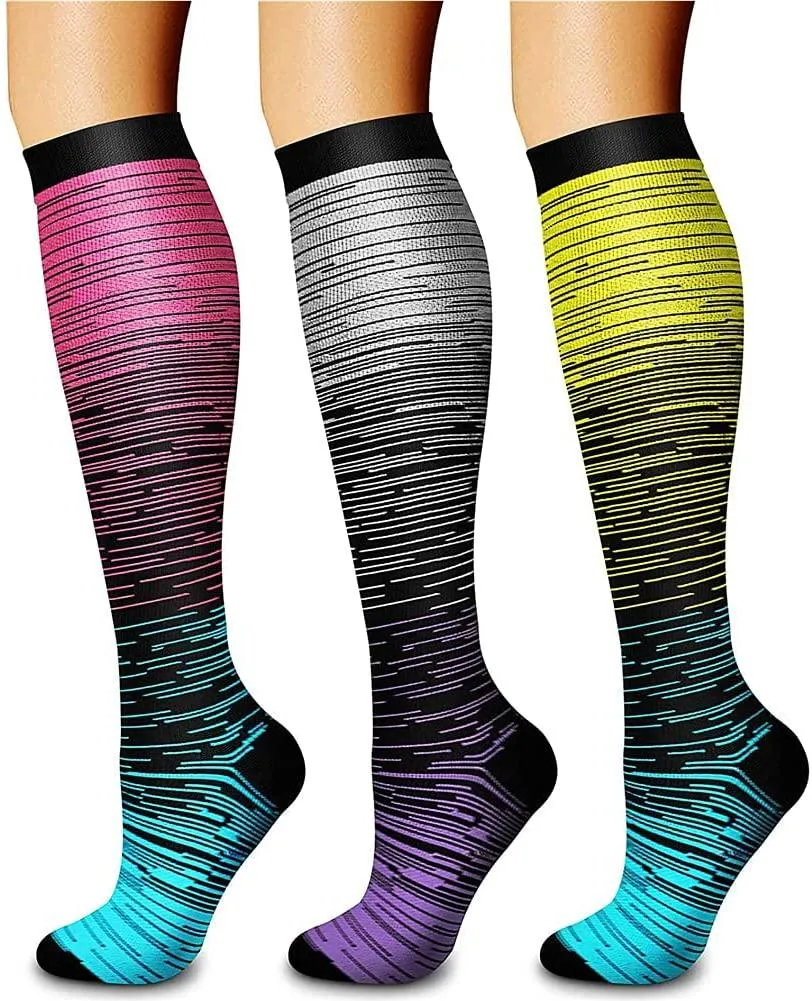Compression Socks (3 Pairs) 15-20 mmhg is BEST Athletic & Medical for Men & Women