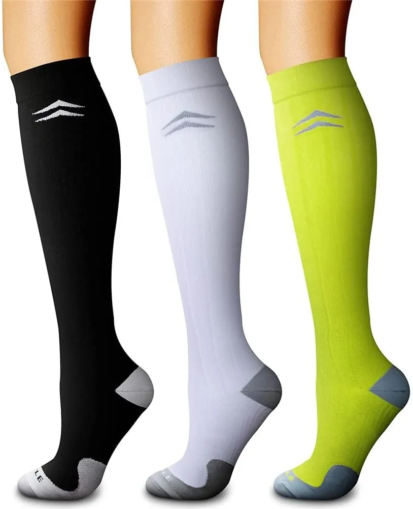 Compression Socks (3 Pairs) 15-20 mmhg is BEST Athletic & Medical for Men & Women
