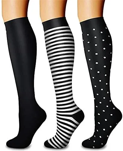 Compression Socks (3 Pairs) 15-20 mmhg is BEST Athletic & Medical for Men & Women