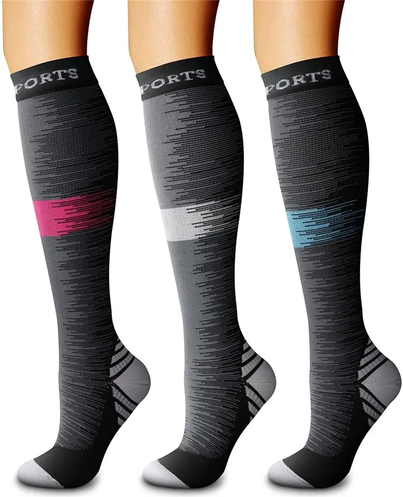 Compression Socks (3 Pairs) 15-20 mmhg is BEST Athletic & Medical for Men & Women