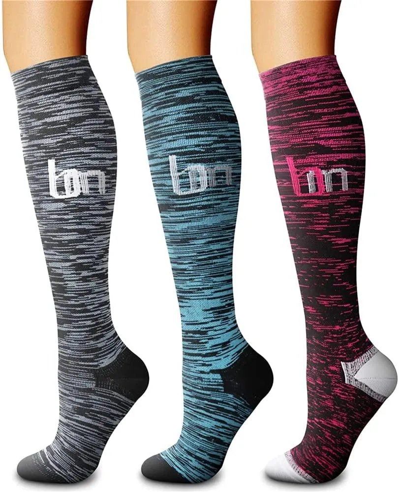 Compression Socks (3 Pairs) 15-20 mmhg is BEST Athletic & Medical for Men & Women