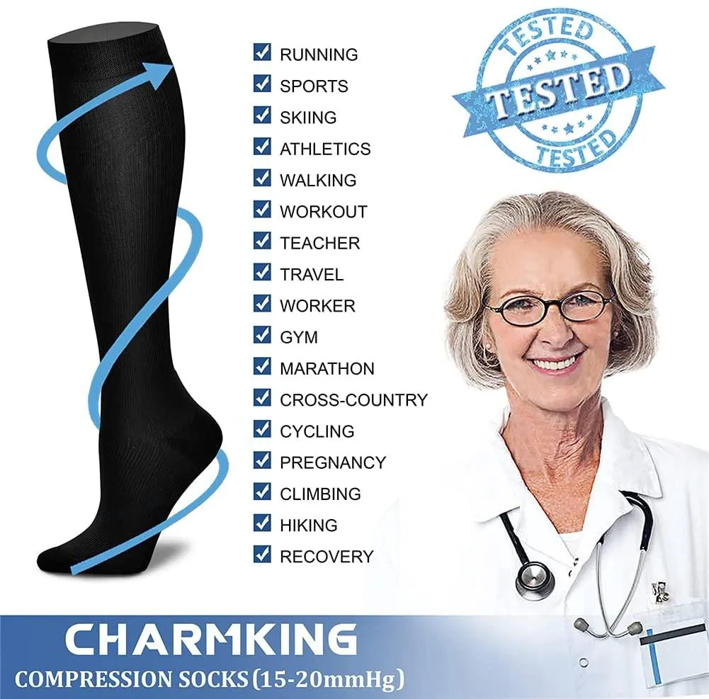 Compression Socks (3 Pairs) 15-20 mmhg is BEST Athletic & Medical for Men & Women