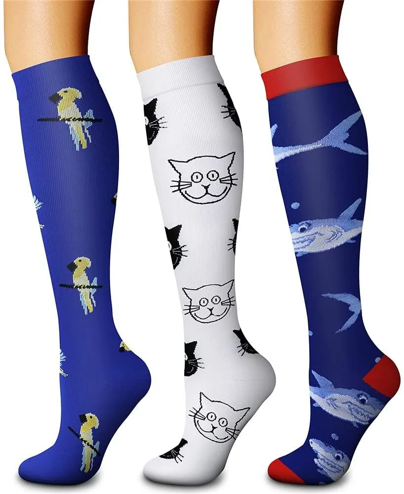 Compression Socks (3 Pairs) 15-20 mmhg is BEST Athletic & Medical for Men & Women