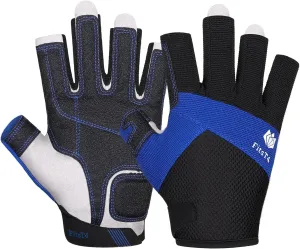 FitsT4 Sports Kayaking Gloves 3/4 or Full Finger Padded Palm Fingerless Gloves for Men Women Youth Perfect for Sailing Paddling Canoeing Boating Workout Rowing SUP and Other Water Sports