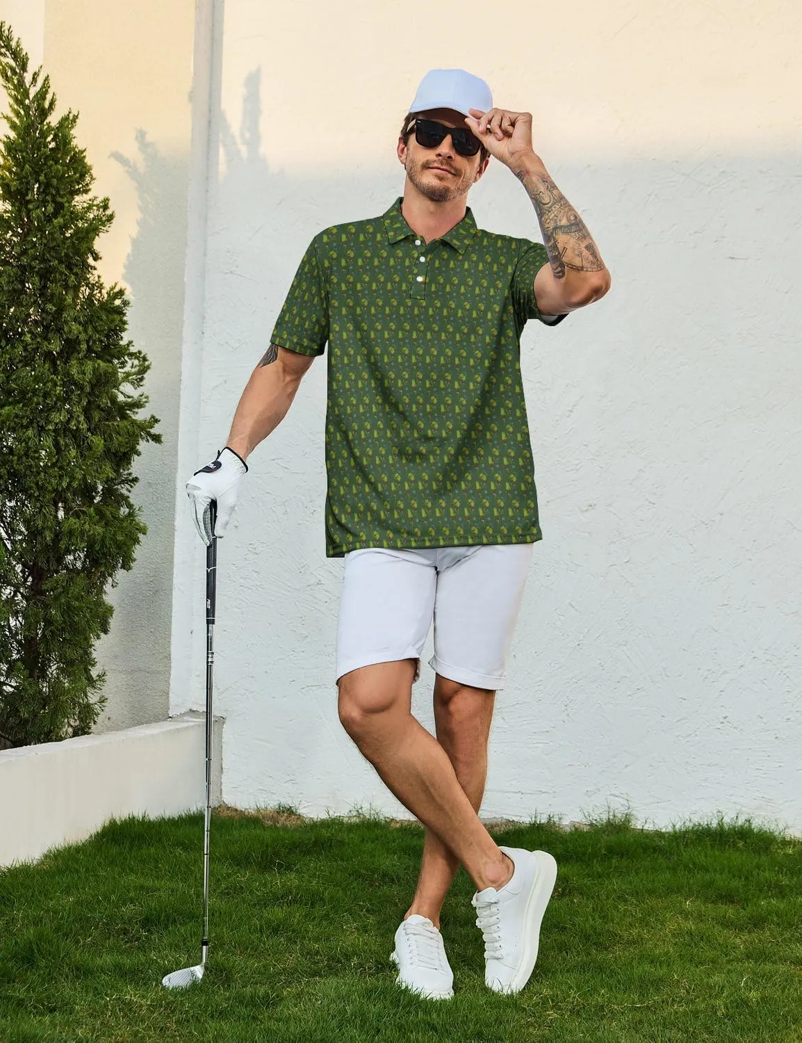 Golf Shirts for Men Funny Golf Polo Shirts Short Sleeve Polo Shirts Moisture Wicking Performance Golf Outfits