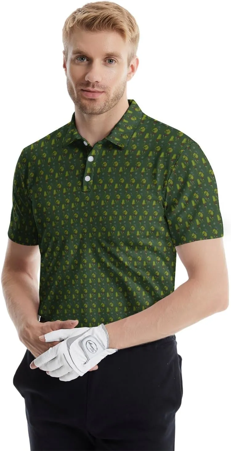 Golf Shirts for Men Funny Golf Polo Shirts Short Sleeve Polo Shirts Moisture Wicking Performance Golf Outfits