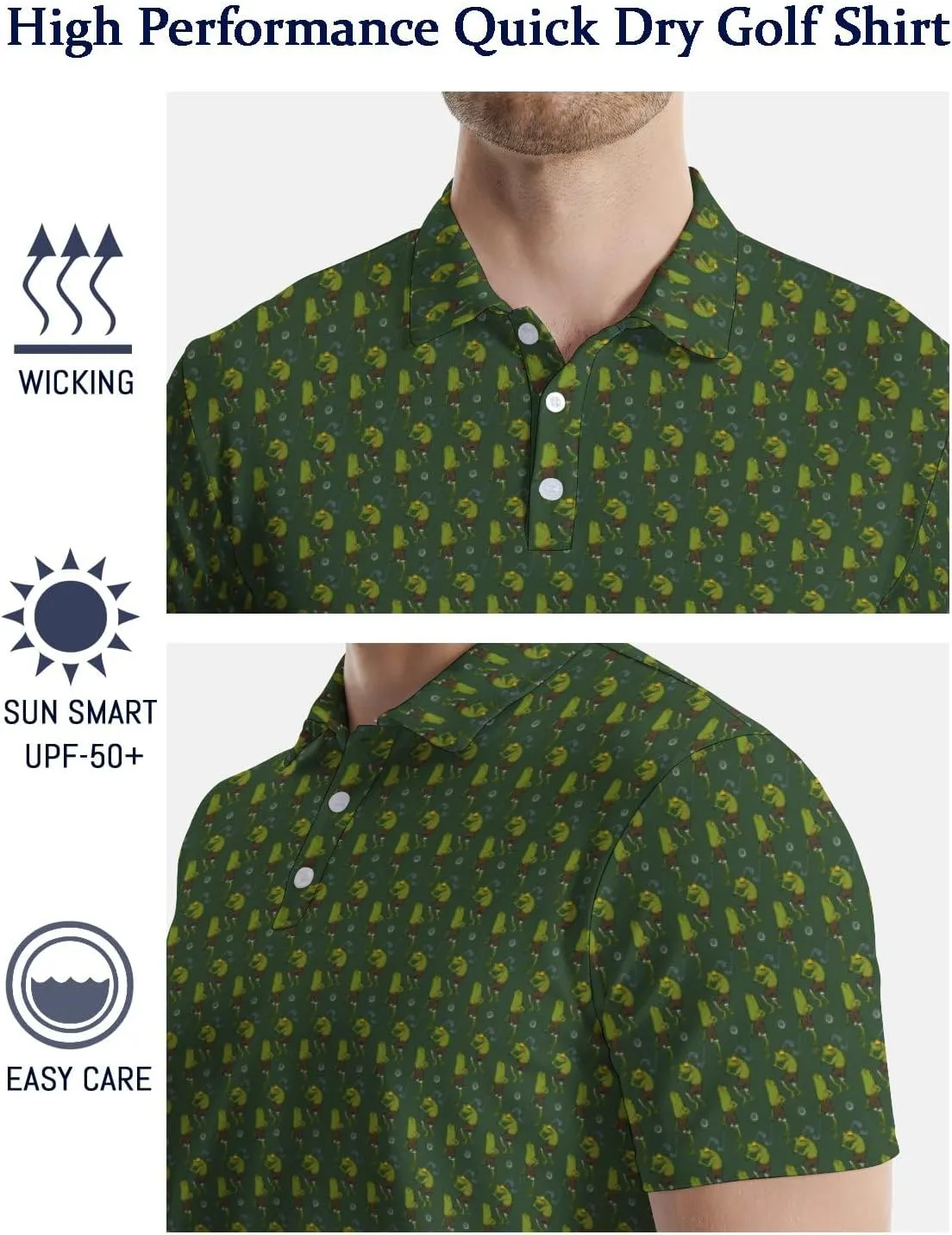 Golf Shirts for Men Funny Golf Polo Shirts Short Sleeve Polo Shirts Moisture Wicking Performance Golf Outfits