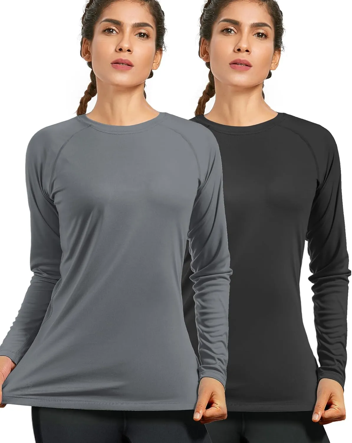 isnowood Women's Sun Protection Long Sleeve Shirts, UPF 50  UV Rash Guard Swim Shirt, Workout Hiking Running Athletic Tops