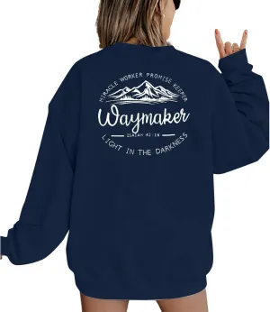 JINTING Christian Sweatshirt for Women Waymaker Miracle Worker Promise Keeper Hoodie Christian Gift Long Sleeve Tee Shirt