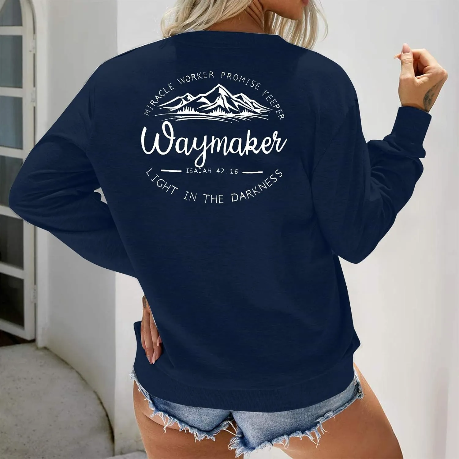 JINTING Christian Sweatshirt for Women Waymaker Miracle Worker Promise Keeper Hoodie Christian Gift Long Sleeve Tee Shirt