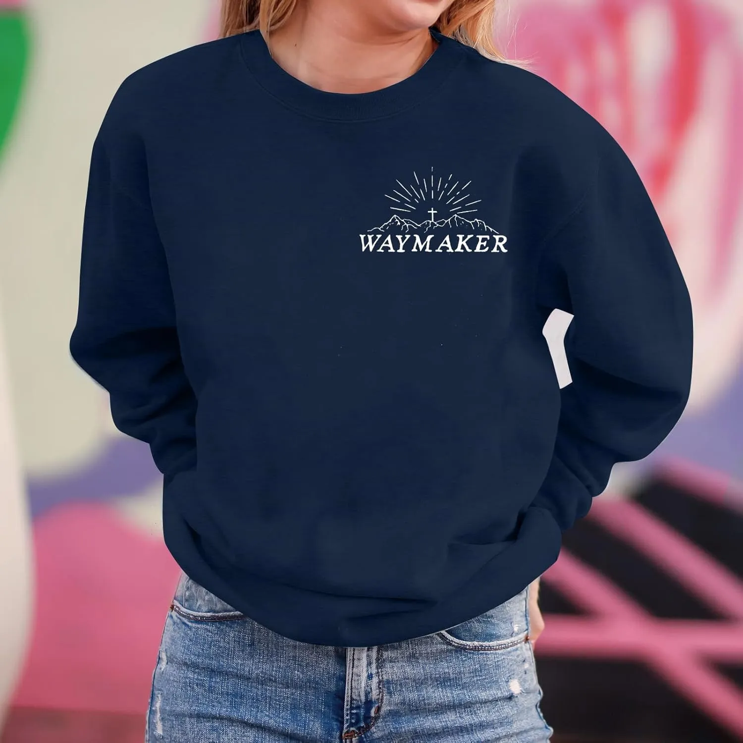 JINTING Christian Sweatshirt for Women Waymaker Miracle Worker Promise Keeper Hoodie Christian Gift Long Sleeve Tee Shirt