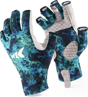 KastKing La Sal Fishing Gloves UPF50  Sun Gloves UV Protection Fingerless Gloves Men Women for Outdoor, Kayaking, Rowing, Paddling, Canoeing, Hunting