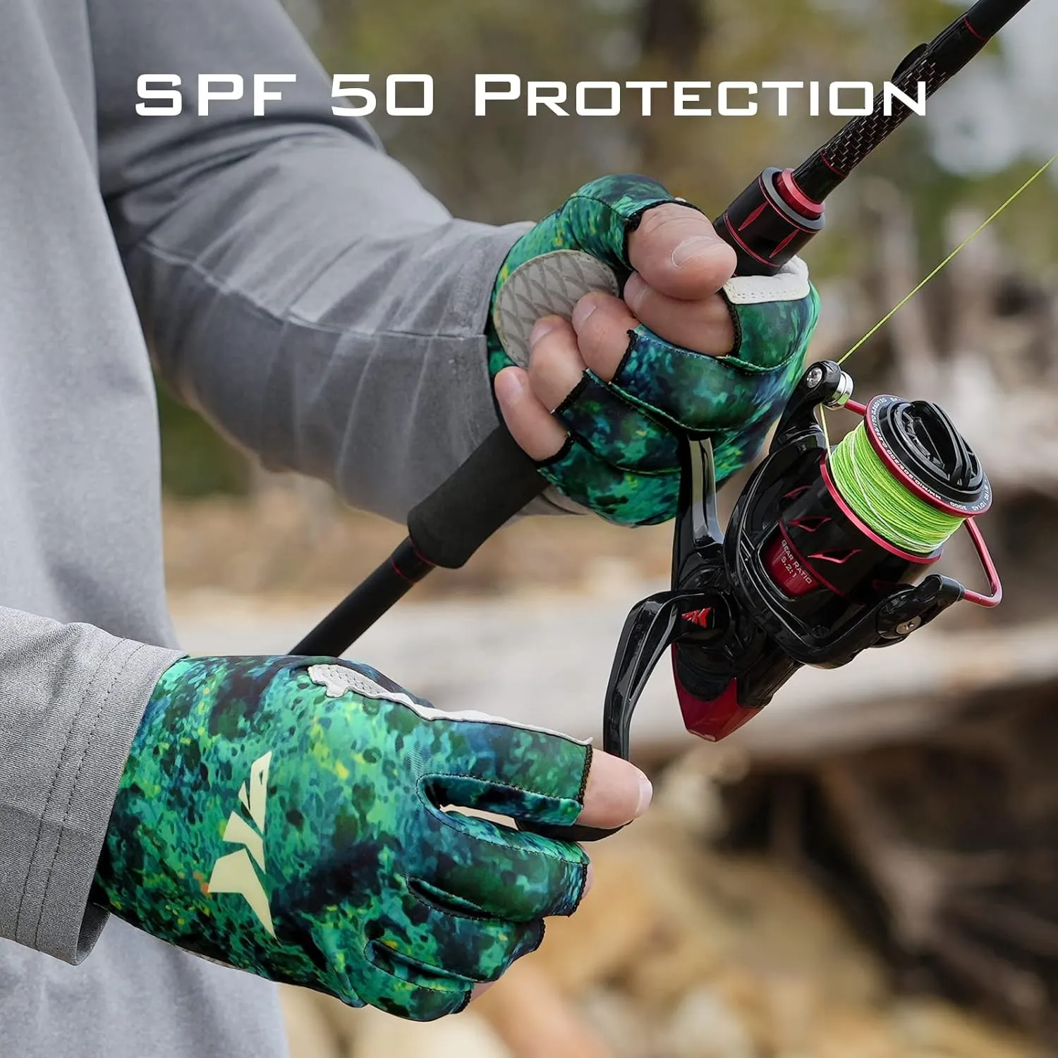 KastKing La Sal Fishing Gloves UPF50  Sun Gloves UV Protection Fingerless Gloves Men Women for Outdoor, Kayaking, Rowing, Paddling, Canoeing, Hunting
