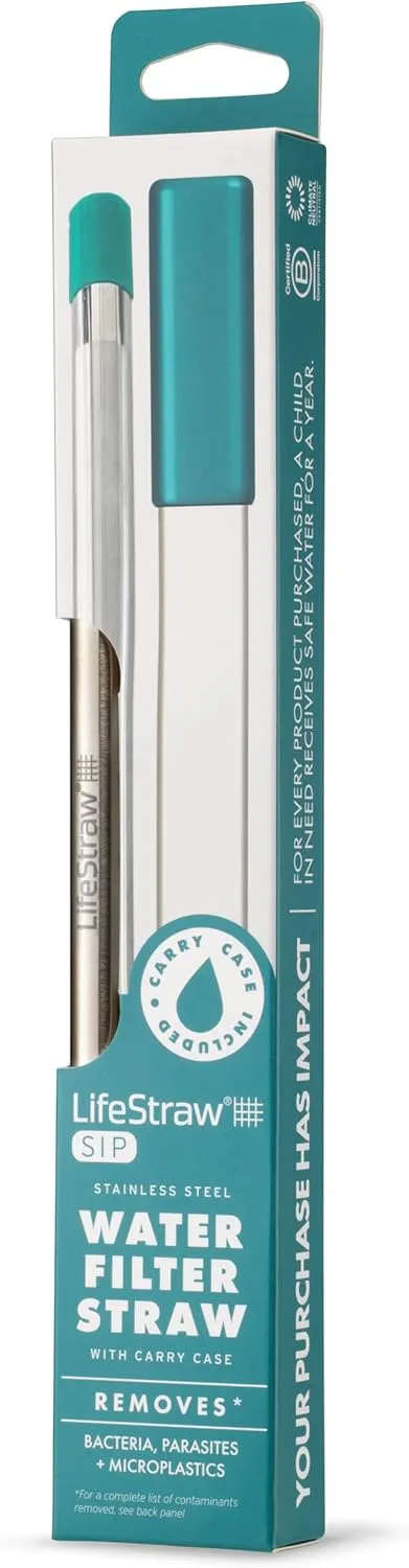 LifeStraw Sip  Reusable Stainless Steel Water Filter Drinking Straw