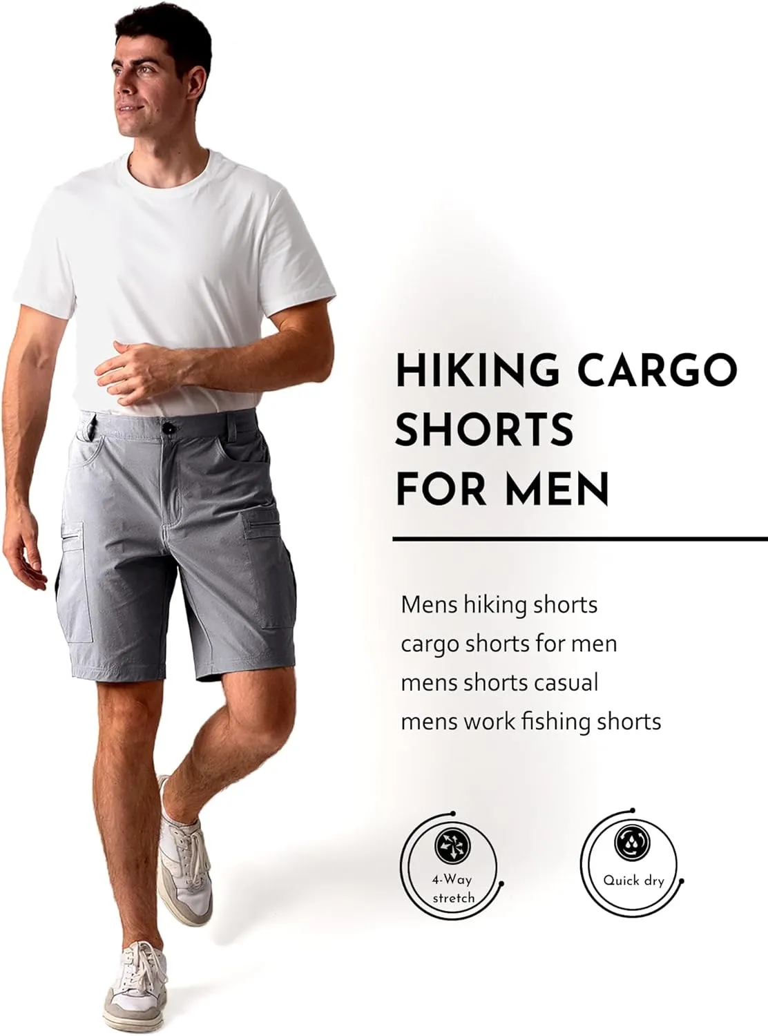 Mens Hiking Cargo Shorts Stretch Quick-Dry Outdoor Casual Work Shorts for Men Camping Fishing
