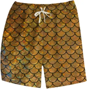 Novelty Fish Scale Board Shorts Funny Striped Graphic Beach Shorts