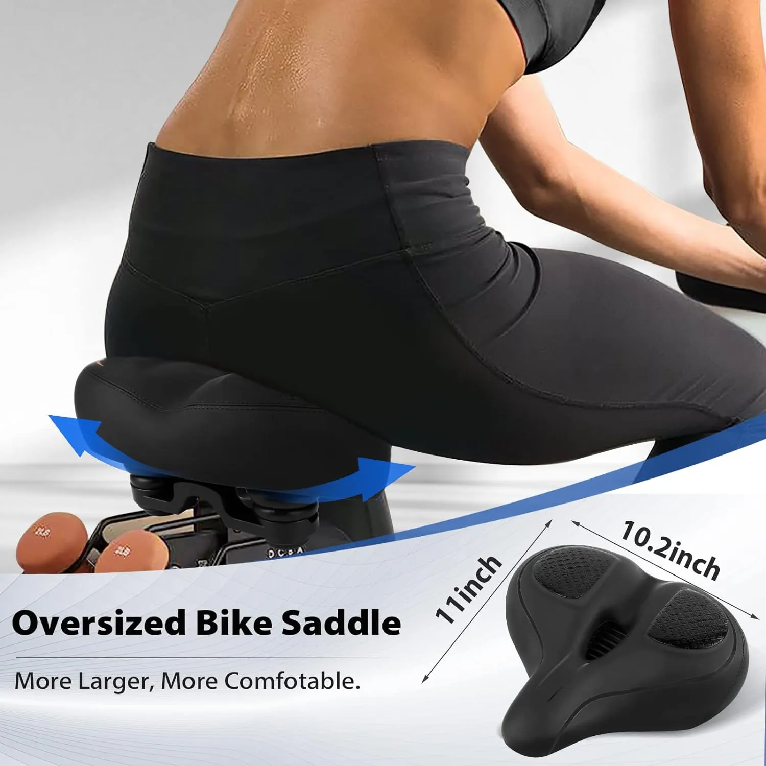 Oversized Bike Seat Compatible with Peloton Bike/Bike , Extra Wide Comfort Bike Seat for Women & Men, Excercise Bike Seat Replacement for Road Bike, Spin Bike, and Cruiser, Large Bike Seat/Saddle
