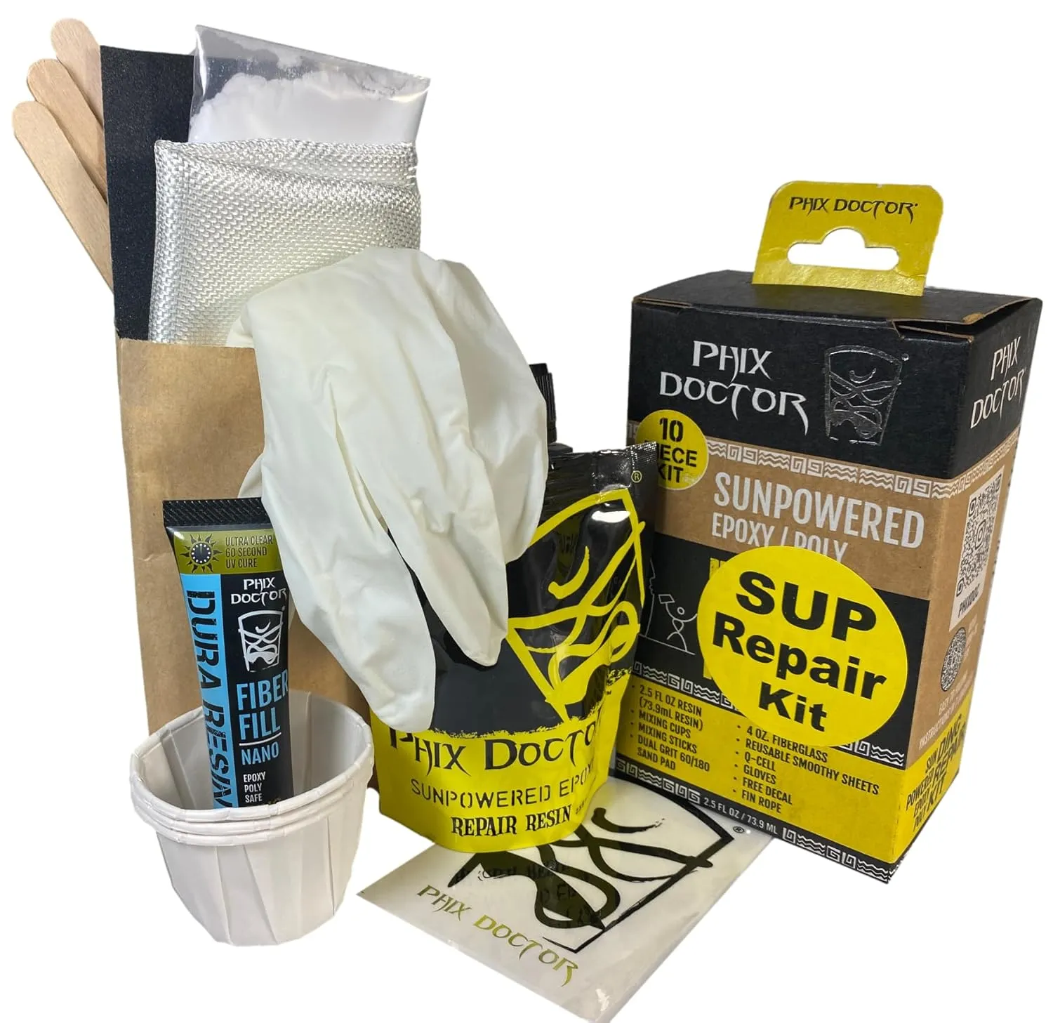 Phix Doctors SUP/Paddleboard Repair Kit is Safe on Delicate Styrofoam Cores and Cures in Just 2 Minutes in The Sun for a Permanent and Professional Repair! - 4 Fl oz (SUP Kit - 4.5 Fl oz)