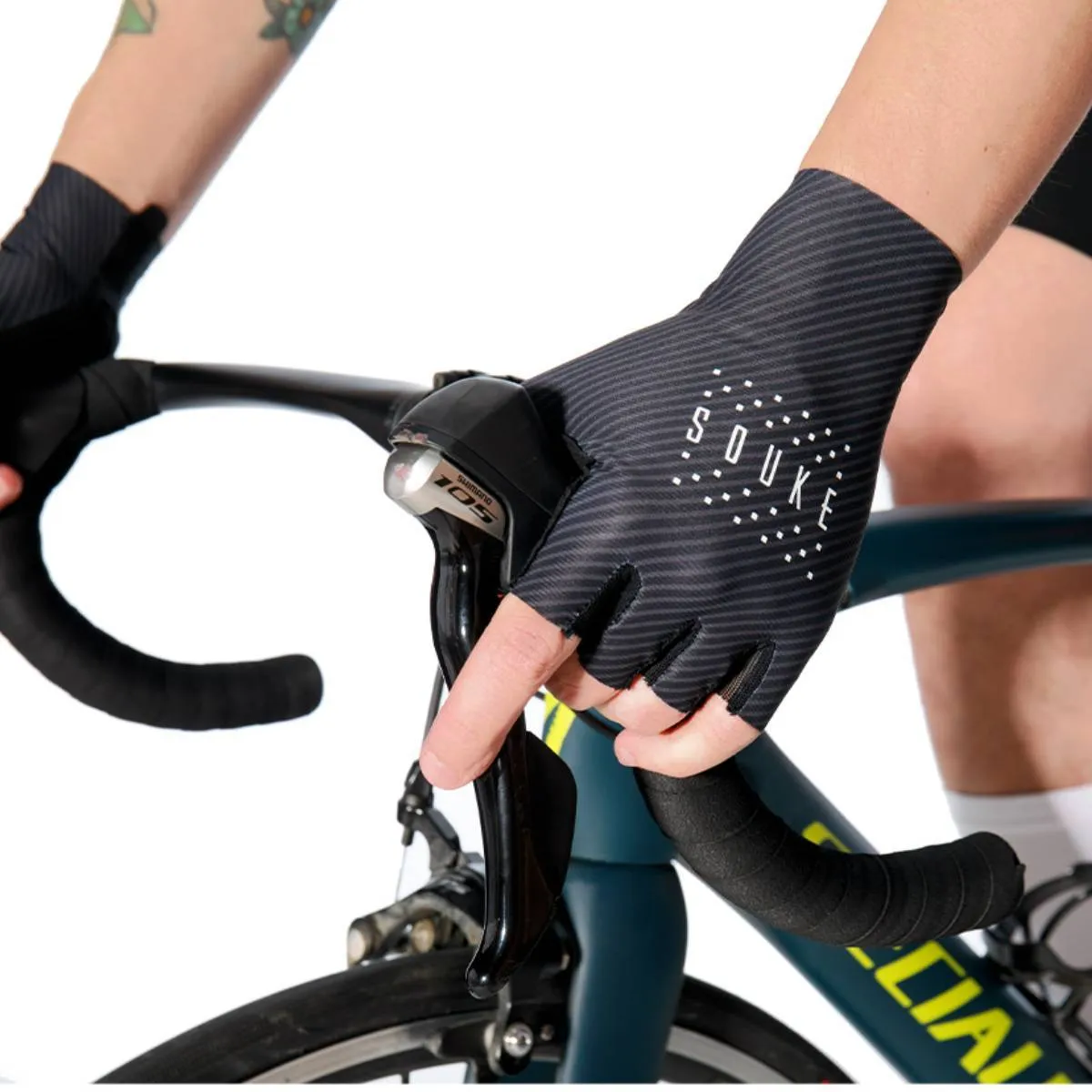 Road Bike Half Finger Cycling Gloves for Men and Women-ST1904-Black