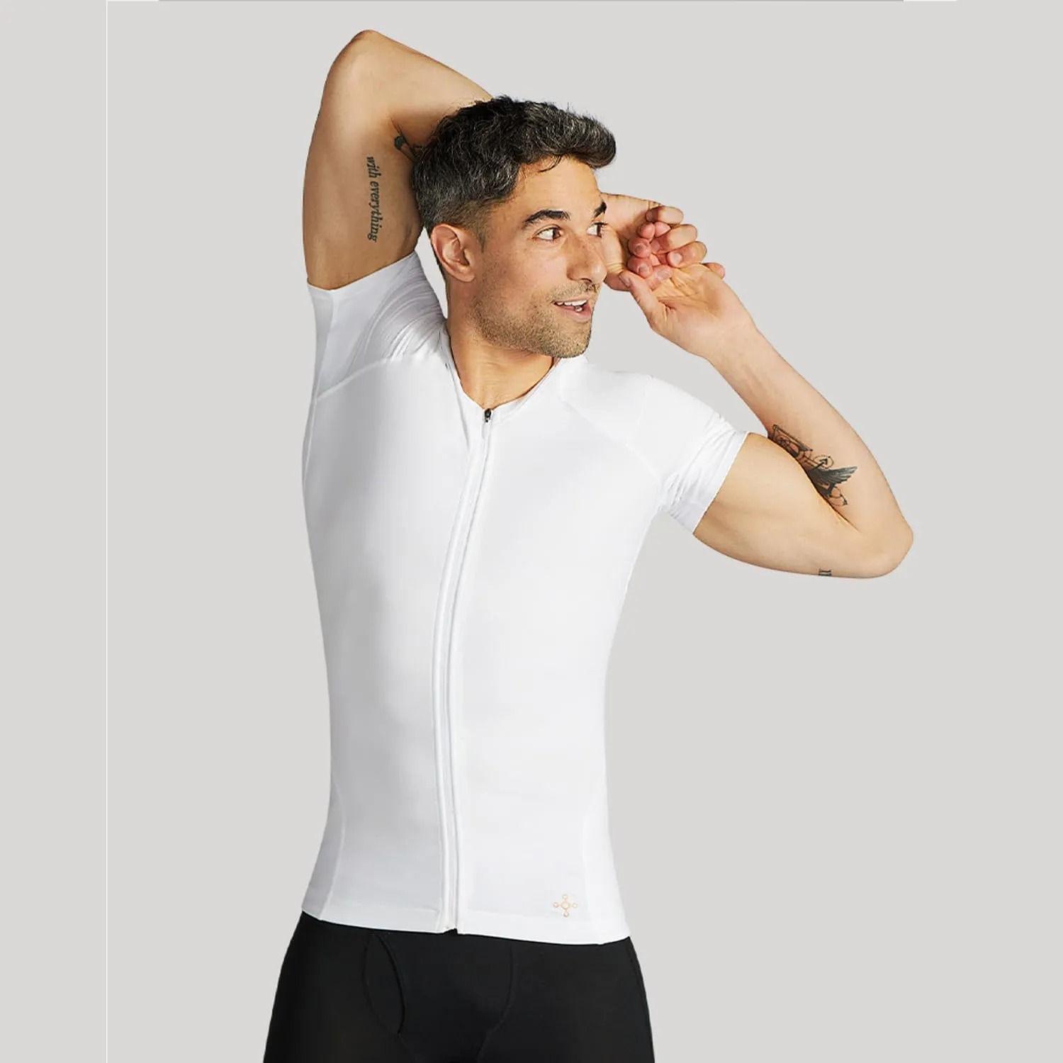 Tommie Copper Mens Short Sleeve Compression Shirt with Front Zipper  Full Back & Shoulder Support, Posture Corrector